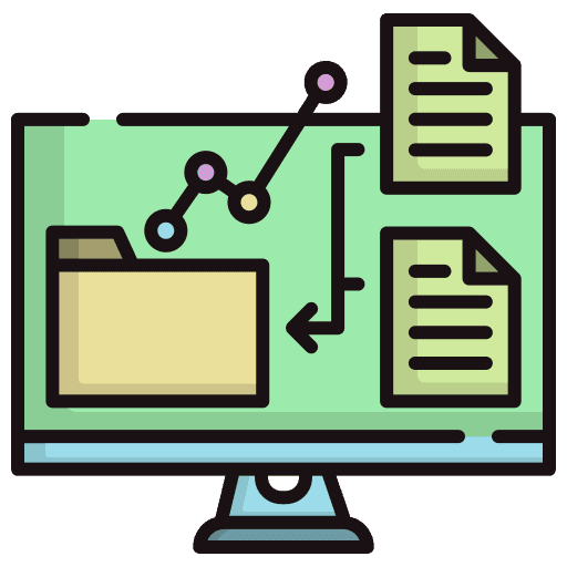 a monitor with a documents on it